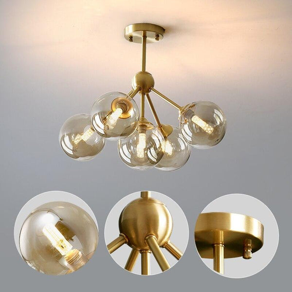 Luci della Scandinavia - Rhizome - Lampadario a LED interamente in rame. Illuminazione moderna per sale da pranzo, corridoi o, perché no, anche per l'ingresso? Due opzioni di dimensioni: 3 teste - 5-10 5 teste - 10-15 54 W 100 cm di larghezza, 100 cm di altezza, 50 cm di diametro 3 opzioni di colore del corpo 3 opzioni di colore dell'illuminazione