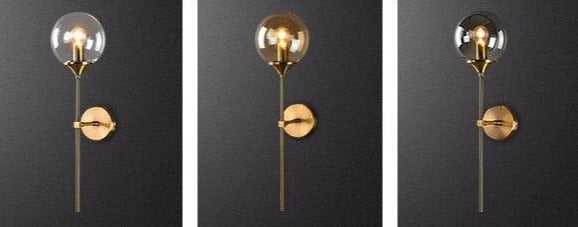 Luci della Scandinavia - Istapp - Applique da parete a LED moderne nordiche E14 con sfera in vetro e applique da parete in oro, per interni, camera da letto, corridoio, illuminazione minimalista, decorazione