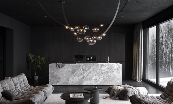 Lights of Scandinavia - Sash - Lampadario a fascia semplice ma sorprendente. Design moderno e minimalista, acciaio inossidabile da 1,5 mm con superficie placcata oro sottovuoto e paralume in silicone polimerico. Chip LED a lunga durata. Adatto per: ingressi, camere da letto, soggiorni, sale da pranzo, scale, ecc.