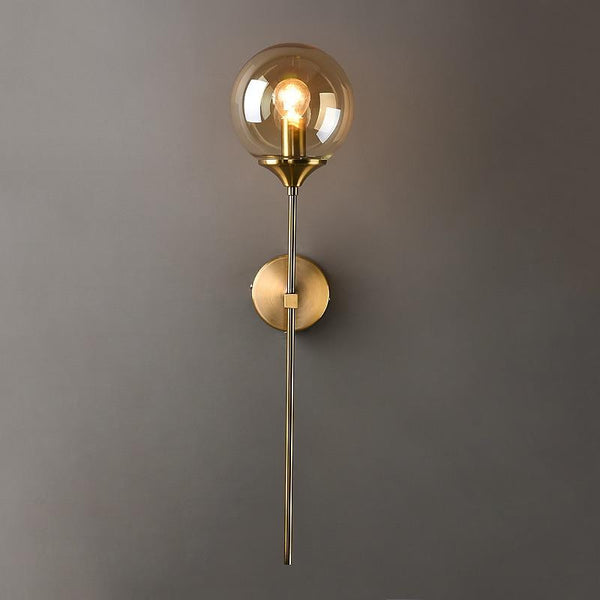 Luci della Scandinavia - Istapp - Applique da parete a LED moderne nordiche E14 con sfera in vetro e applique da parete in oro, per interni, camera da letto, corridoio, illuminazione minimalista, decorazione