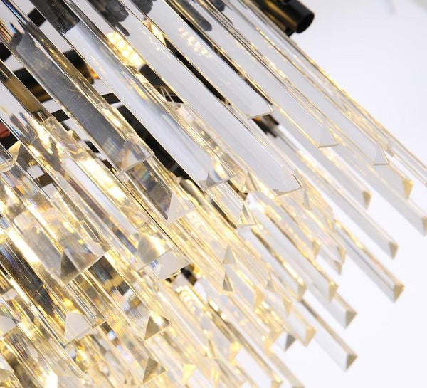 Grande e lussuoso lampadario di cristallo. Struttura rotonda nera abbinata a lussuosi cristalli K9 e moderne sorgenti luminose a LED. Un cuore moderno racchiuso in un design classico. Perfetto per rifinire sale da pranzo, soggiorni, corridoi, ingressi, ecc. 4 misure - 45-100 cm. Due colori di emissione: luce calda (3000K), luce fredda (6000K). Lampadario moderno nero per soggiorno, lampada rotonda di cristallo di lusso, decorazione per la casa, catena di lampade a LED in cristallo.